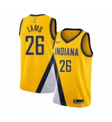 Men's Indiana Pacers #26 Jeremy Lamb Authentic Gold Finished Basketball Jersey - Statement Edition