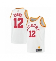 Men's Indiana Pacers #12 Tyreke Evans Authentic White Hardwood Classics Basketball Jersey