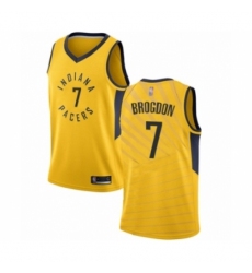 Men's Indiana Pacers #7 Malcolm Brogdon Authentic Gold Basketball Jersey Statement Edition
