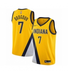 Men's Indiana Pacers #7 Malcolm Brogdon Authentic Gold Finished Basketball Jersey - Statement Edition