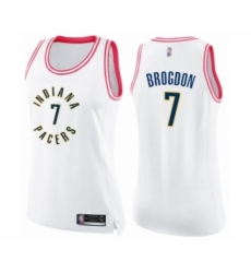 Women's Indiana Pacers #7 Malcolm Brogdon Swingman White Pink Fashion Basketball Jersey