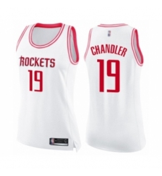 Women's Houston Rockets #19 Tyson Chandler Swingman White Pink Fashion Basketball Jerse