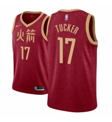 Men NBA 2018-19 Houston Rockets #17 P J Tucker City Edition Red Jersey