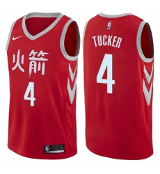 Men's Nike Houston Rockets #4 PJ Tucker Red NBA Swingman City Edition Jersey