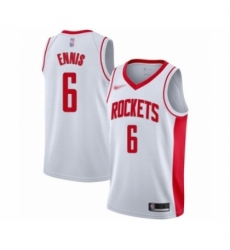 Men's Houston Rockets #6 Tyler Ennis Authentic White Finished Basketball Jersey - Association Edition