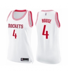 Women's Houston Rockets #4 Danuel House Swingman White Pink Fashion Basketball Jersey