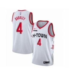 Men's Houston Rockets #4 Charles Barkley Swingman White Basketball Jersey - 2019 20 City Edition