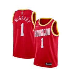 Men's Houston Rockets #1 Tracy McGrady Authentic Red Hardwood Classics Finished Basketball Jersey