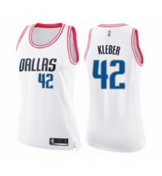Women's Dallas Mavericks #42 Maxi Kleber Swingman White Pink Fashion Basketball Jersey