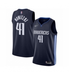 Men's Dallas Mavericks #41 Dirk Nowitzki Authentic Navy Finished Basketball Jersey - Statement Edition