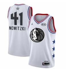 Youth Nike Dallas Mavericks #41 Dirk Nowitzki White NBA Jordan Swingman 2019 All-Star Game Jersey