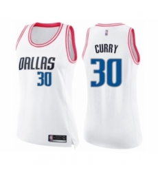 Women's Dallas Mavericks #30 Seth Curry Swingman White Pink Fashion Basketball Jerse