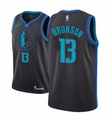 Men NBA 2018-19 Dallas Mavericks #13 Jalen Brunson City Edition Anthracite Jersey