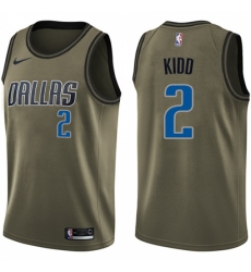 Men's Nike Dallas Mavericks #2 Jason Kidd Green Salute to Service NBA Swingman Jersey