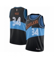 Men's Cleveland Cavaliers #34 Tyrone Hill Authentic Black Hardwood Classics Finished Basketball Jersey