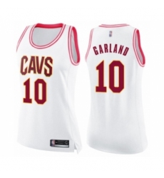 Women's Cleveland Cavaliers #10 Darius Garland Swingman White Pink Fashion Basketball Jersey