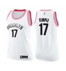 Women's Brooklyn Nets #17 Garrett Temple Swingman White Pink Fashion Basketball Jersey