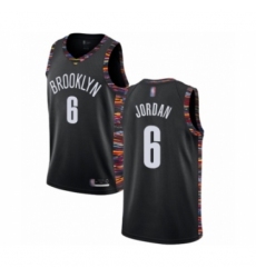 Men's Brooklyn Nets #6 DeAndre Jordan Authentic Black Basketball Jersey - 2018 19 City Edition