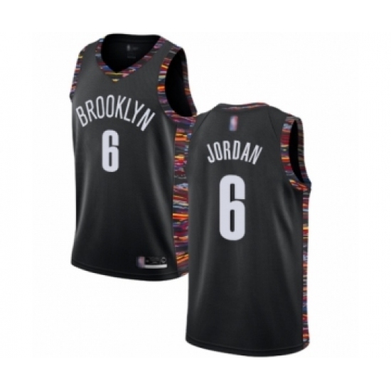 Men's Brooklyn Nets #6 DeAndre Jordan Authentic Black Basketball Jersey - 2018 19 City Edition