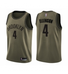 Men's Brooklyn Nets #4 Henry Ellenson Swingman Green Salute to Service Basketball Jersey
