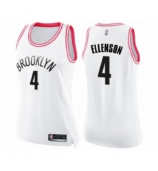 Women's Brooklyn Nets #4 Henry Ellenson Swingman White Pink Fashion Basketball Jerse