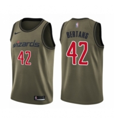 Men's Washington Wizards #42 Davis Bertans Swingman Green Salute to Service Basketball Jersey