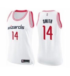 Women's Washington Wizards #14 Ish Smith Swingman White Pink Fashion Basketball Jersey