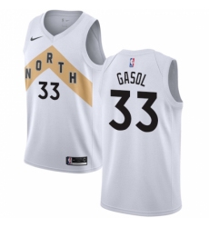 Men's Nike Toronto Raptors #33 Marc Gasol White NBA Swingman City Edition 2018-19 Jersey