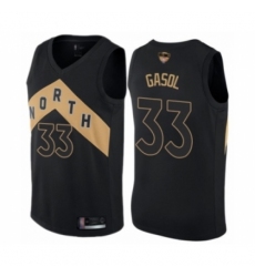 Men's Toronto Raptors #33 Marc Gasol Authentic Black 2019 Basketball Finals Bound Jersey - City Edition