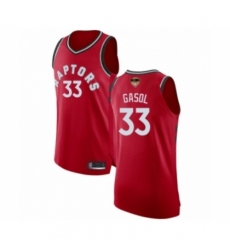 Men's Toronto Raptors #33 Marc Gasol Authentic Red 2019 Basketball Finals Bound Jersey - Icon Edition