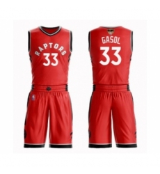 Men's Toronto Raptors #33 Marc Gasol Authentic Red 2019 Basketball Finals Bound Suit Jersey - Icon Edition
