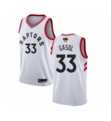 Men's Toronto Raptors #33 Marc Gasol Authentic White 2019 Basketball Finals Bound Jersey - Association Edition