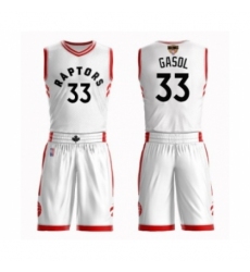 Men's Toronto Raptors #33 Marc Gasol Authentic White 2019 Basketball Finals Bound Suit Jersey - Association Edition