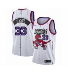 Men's Toronto Raptors #33 Marc Gasol Authentic White Hardwood Classics Basketball Jersey