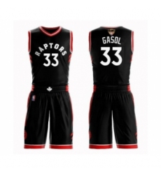 Men's Toronto Raptors #33 Marc Gasol Swingman Black 2019 Basketball Finals Bound Suit Jersey Statement Edition