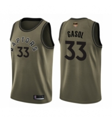 Men's Toronto Raptors #33 Marc Gasol Swingman Green Salute to Service 2019 Basketball Finals Bound Jersey