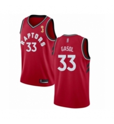 Men's Toronto Raptors #33 Marc Gasol Swingman Red 2019 Basketball Finals Champions Jersey - Icon Edition