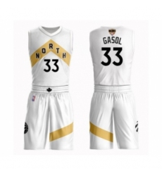 Men's Toronto Raptors #33 Marc Gasol Swingman White 2019 Basketball Finals Bound Suit Jersey - City Edition