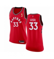 Women's Toronto Raptors #33 Marc Gasol Swingman Red 2019 Basketball Finals Champions Jersey - Icon Edition