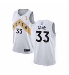 Women's Toronto Raptors #33 Marc Gasol Swingman White 2019 Basketball Finals Champions Jersey - City Edition