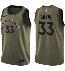 Youth Nike Toronto Raptors #33 Marc Gasol Green Salute to Service NBA Swingman Jersey