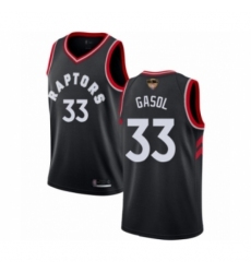 Youth Toronto Raptors #33 Marc Gasol Swingman Black 2019 Basketball Finals Bound Jersey Statement Edition