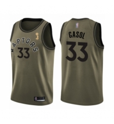 Youth Toronto Raptors #33 Marc Gasol Swingman Green Salute to Service 2019 Basketball Finals Champions Jersey