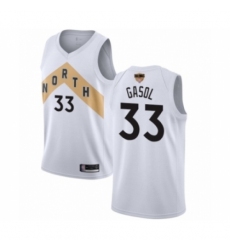 Youth Toronto Raptors #33 Marc Gasol Swingman White 2019 Basketball Finals Bound Jersey - City Edition