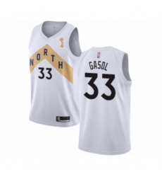 Youth Toronto Raptors #33 Marc Gasol Swingman White 2019 Basketball Finals Champions Jersey - City Edition