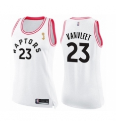 Women's Toronto Raptors #23 Fred VanVleet Swingman White Pink Fashion 2019 Basketball Finals Champions Jersey