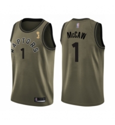 Men's Toronto Raptors #1 Patrick McCaw Swingman Green Salute to Service 2019 Basketball Finals Champions Jersey