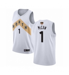 Men's Toronto Raptors #1 Patrick McCaw Swingman White 2019 Basketball Finals Bound Jersey - City Edition