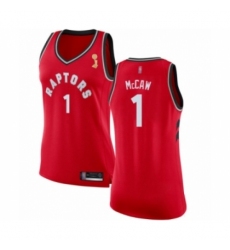 Women's Toronto Raptors #1 Patrick McCaw Swingman Red 2019 Basketball Finals Champions Jersey - Icon Edition