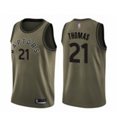 Men's Toronto Raptors #21 Matt Thomas Swingman Green Salute to Service Basketball Jersey